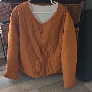 Women's Quilted Button-Up Jacket in Orange